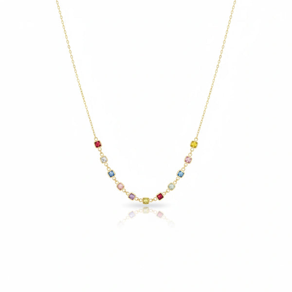 Gargantilla de oro 14k con circonias de colores 45 cm Mod.144500
