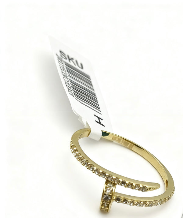 Anillo silueta de claro de oro 14k con incrustaciones de circonias