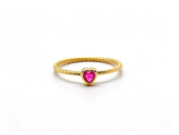 Anillo de oro 14k de corazones rosa Mod 5051