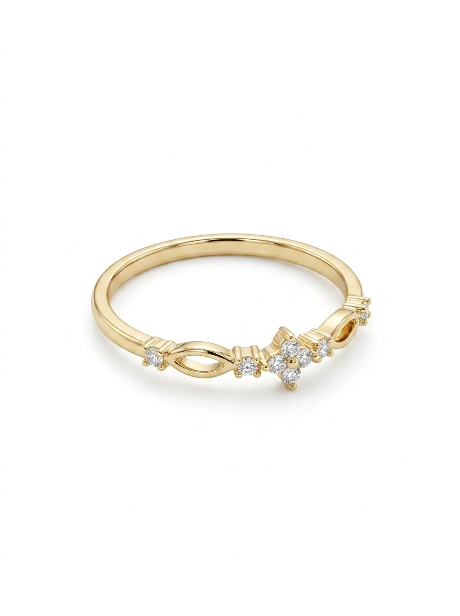Anillo de oro 10k solitario pétalos de luz Mod 5709