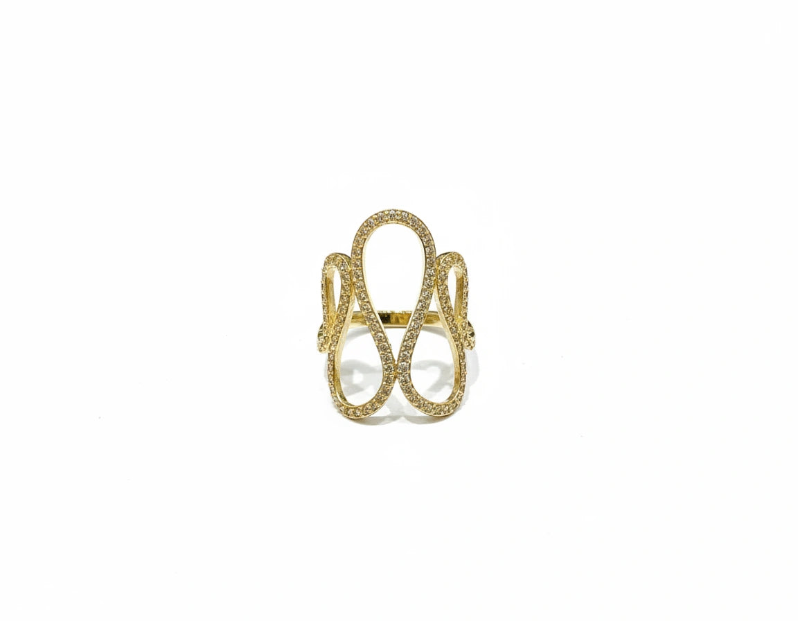 Anillo Aura Loops Pavé en Oro Amarillo 14k