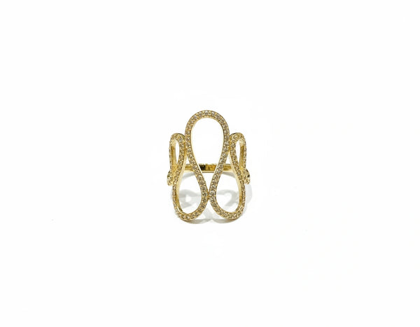 Anillo Aura Loops Pavé en Oro Amarillo 14k