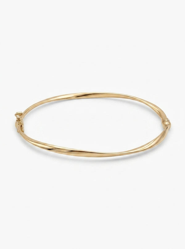 Brazalete de oro 14k hueco diseño torcido Mod 5570 - 18 cm