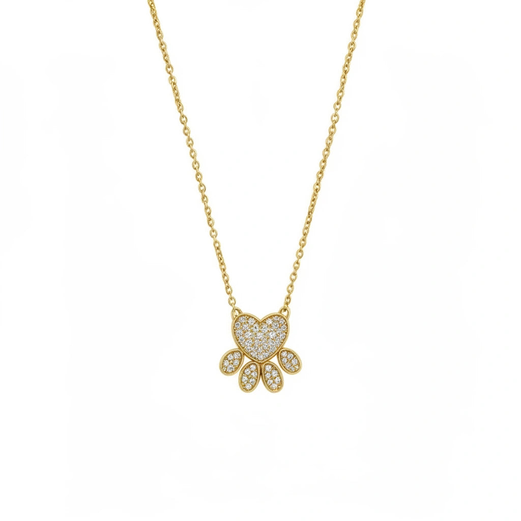 Gargantilla de huellita de oro 14k con circonias 45 cm