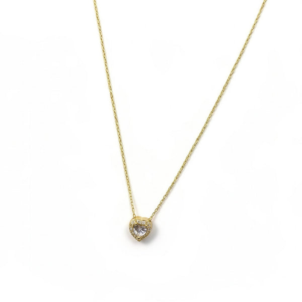 Gargantilla de oro 14k con dije tipo halo de corazón - 45 cm
