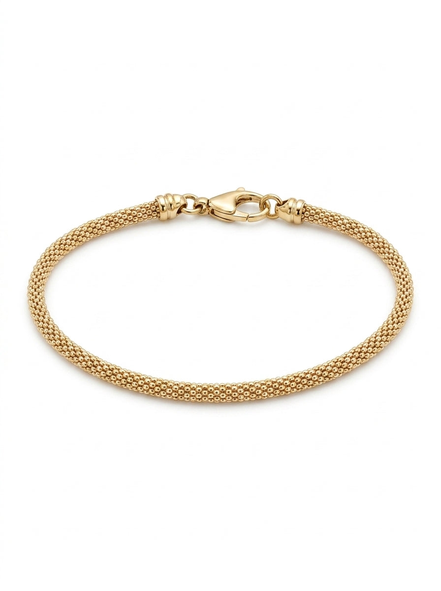 Pulsera de oro 14k tejido pop corn Mod 5457 - 18 cm