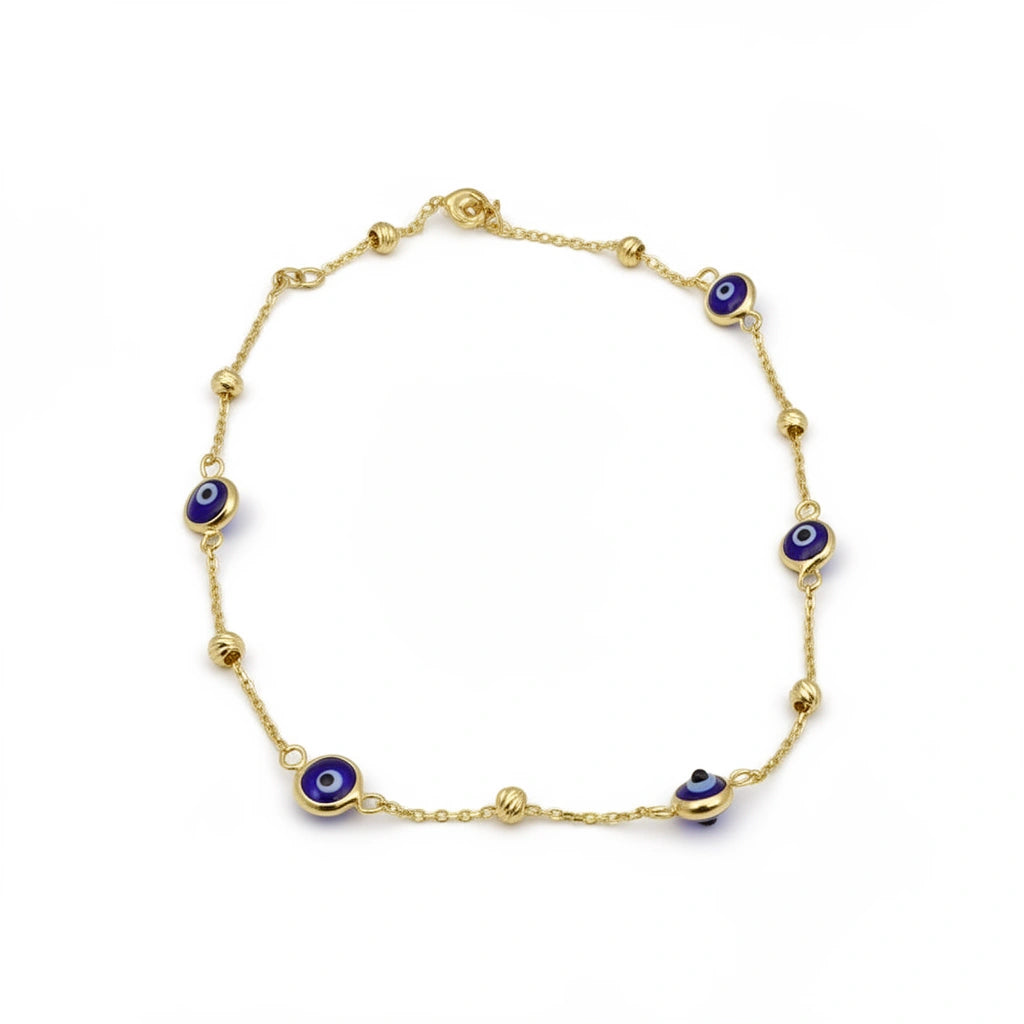 Pulsera de oro 14k de ojos turcos azules