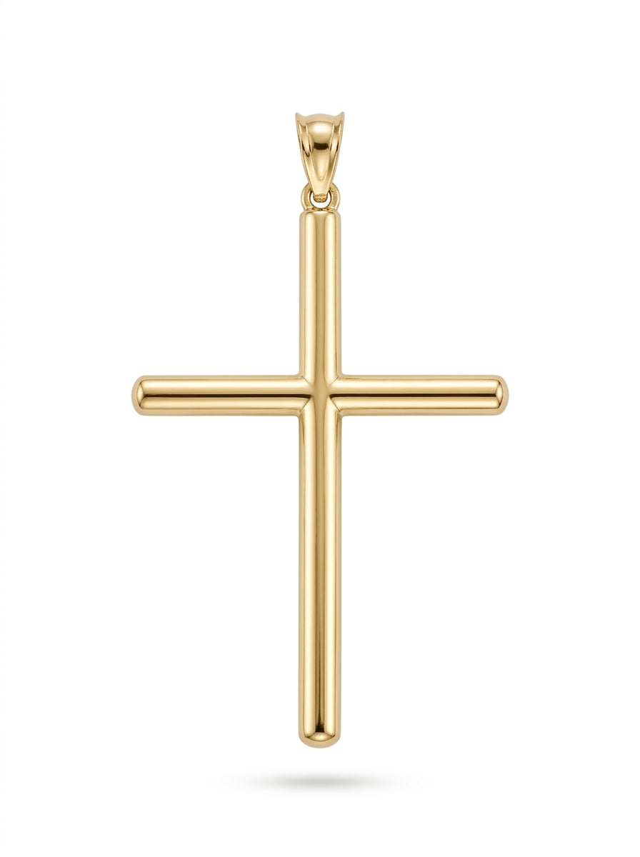 Cruz lisa de oro 14k mod 5516 - 4 cm