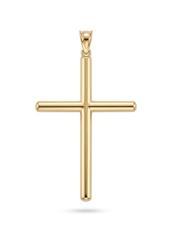 Cruz lisa de oro 14k mod 5516 - 4 cm