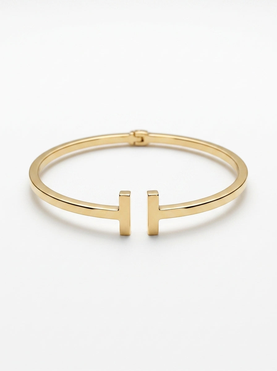 Brazalete de oro 14k tipo diseñador hueco mod 5751 - 18 cm