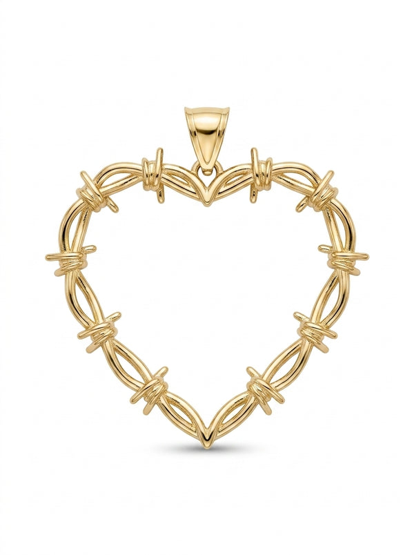 Dije de oro 14k diseño corazón se púas sólido 5647 3.5 cm