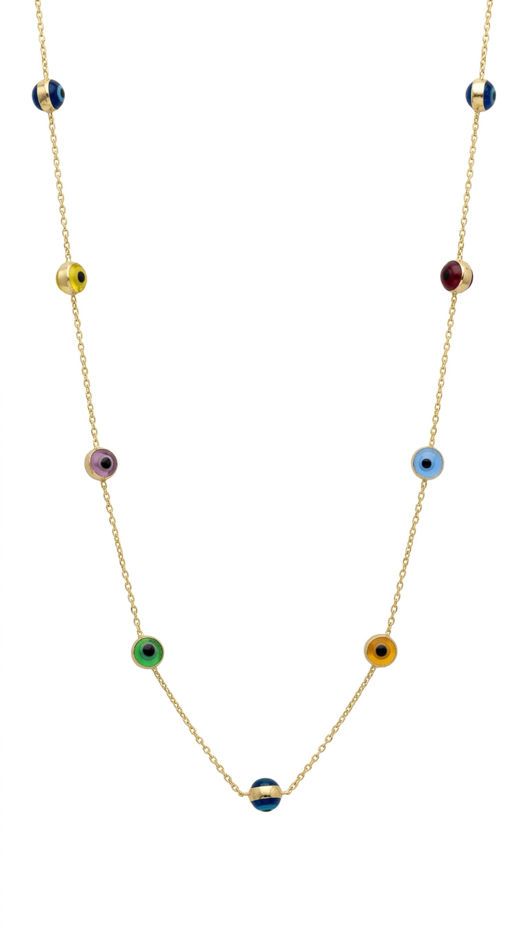 Gargantillas de Ojitos Multicolor en Oro 14K Mod. LM5064 - 45 cm
