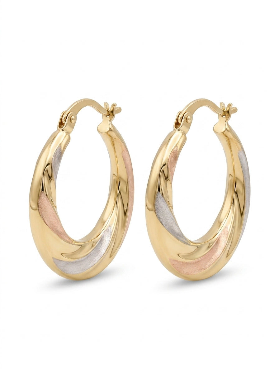 Arracadas de oro florentino 14k infladas Mod 5550- 2 cm