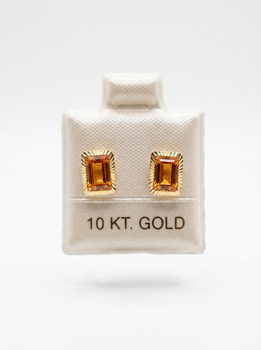 Broquel de oro 10k delgado diseño octa bisel anaranjado(de bolitas) Mod 5665