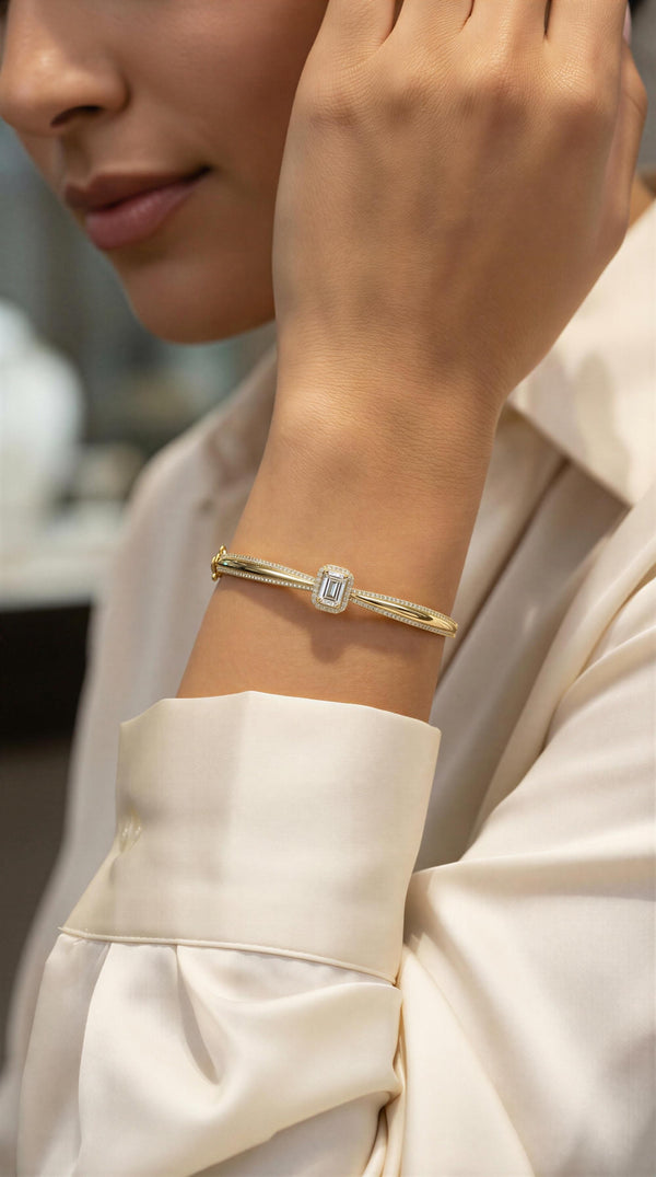 Brazalete baguette con circonias en oro 14k Mod LM5095 - 18 cm