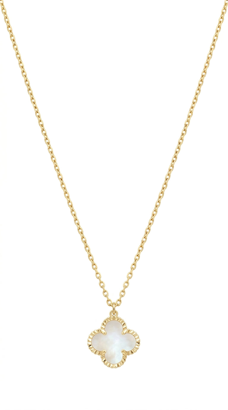 Gargantilla con dije trébol nacar en oro 14k LM6070 - 45 cm