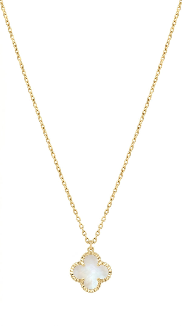 Gargantilla con dije trébol nacar en oro 14k LM6070 - 45 cm