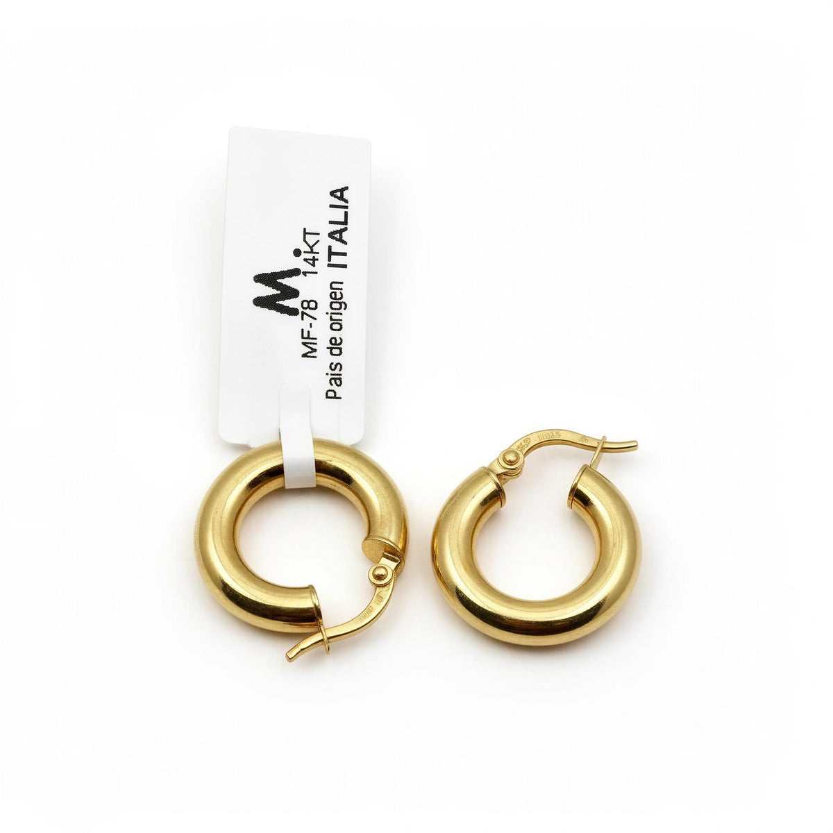 Arracadas gruesas lisas huecas en oro amarillo 14k LM5075 - 2 cm