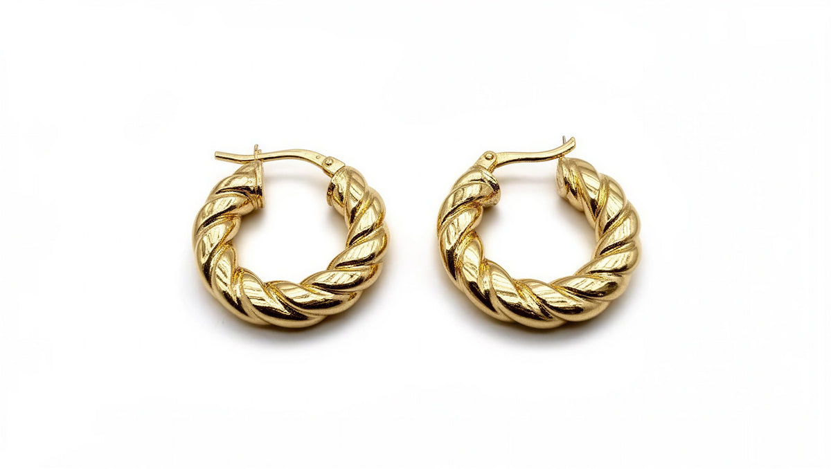 Arracadas gruesas trenzadas en oro 14k LM5073 - 1.7 cm
