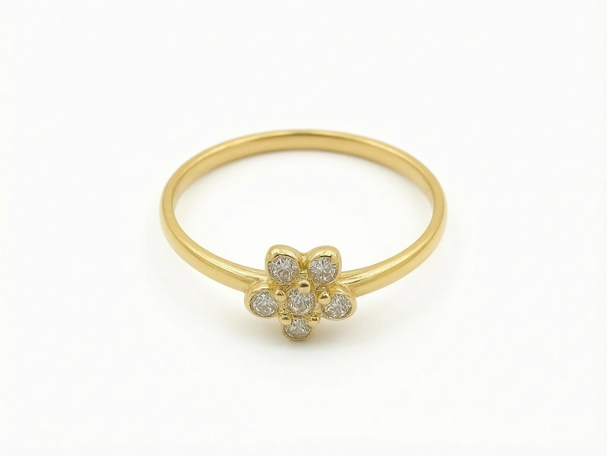Anillo de oro 14k diseño de flor con circonias Mod LM5117