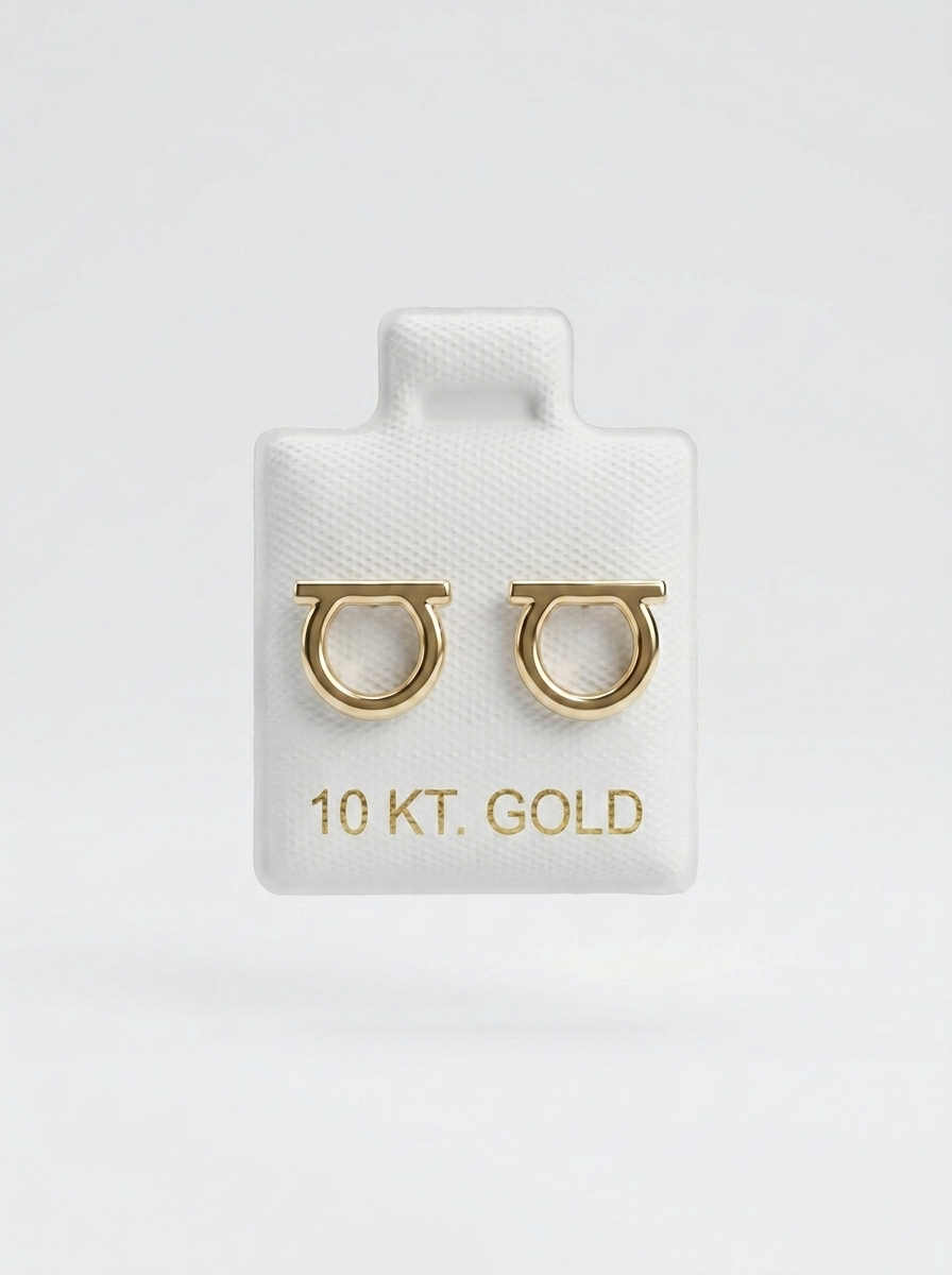 Broquel delgado de oro 10k tipo diseñador (de bolitas) LM5491