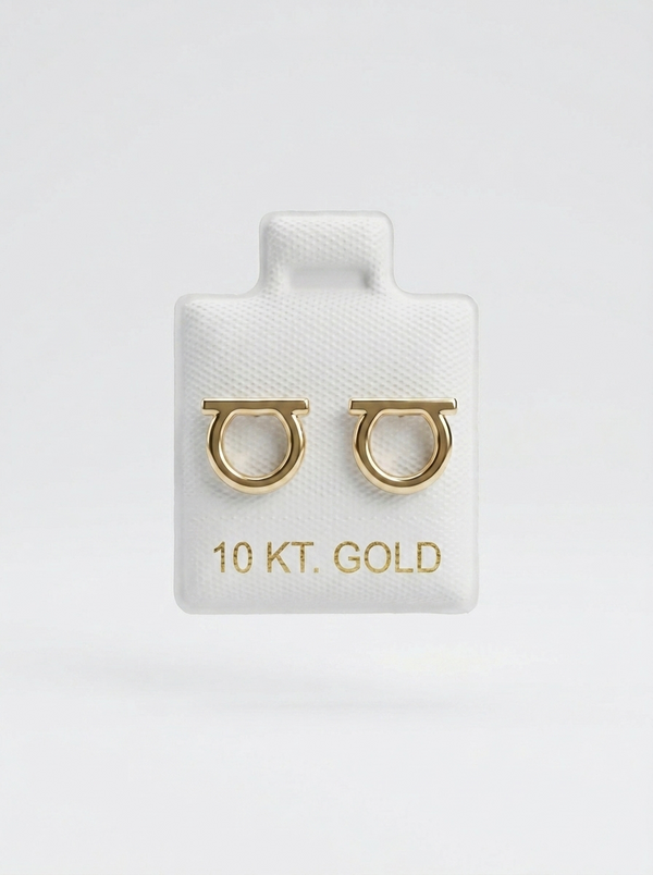 Broquel delgado de oro 10k tipo diseñador (de bolitas) LM5491