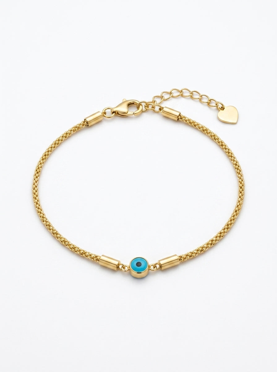 Pulsera de oro 14k diseño de ojito turco Mod LM546 - 18 cm