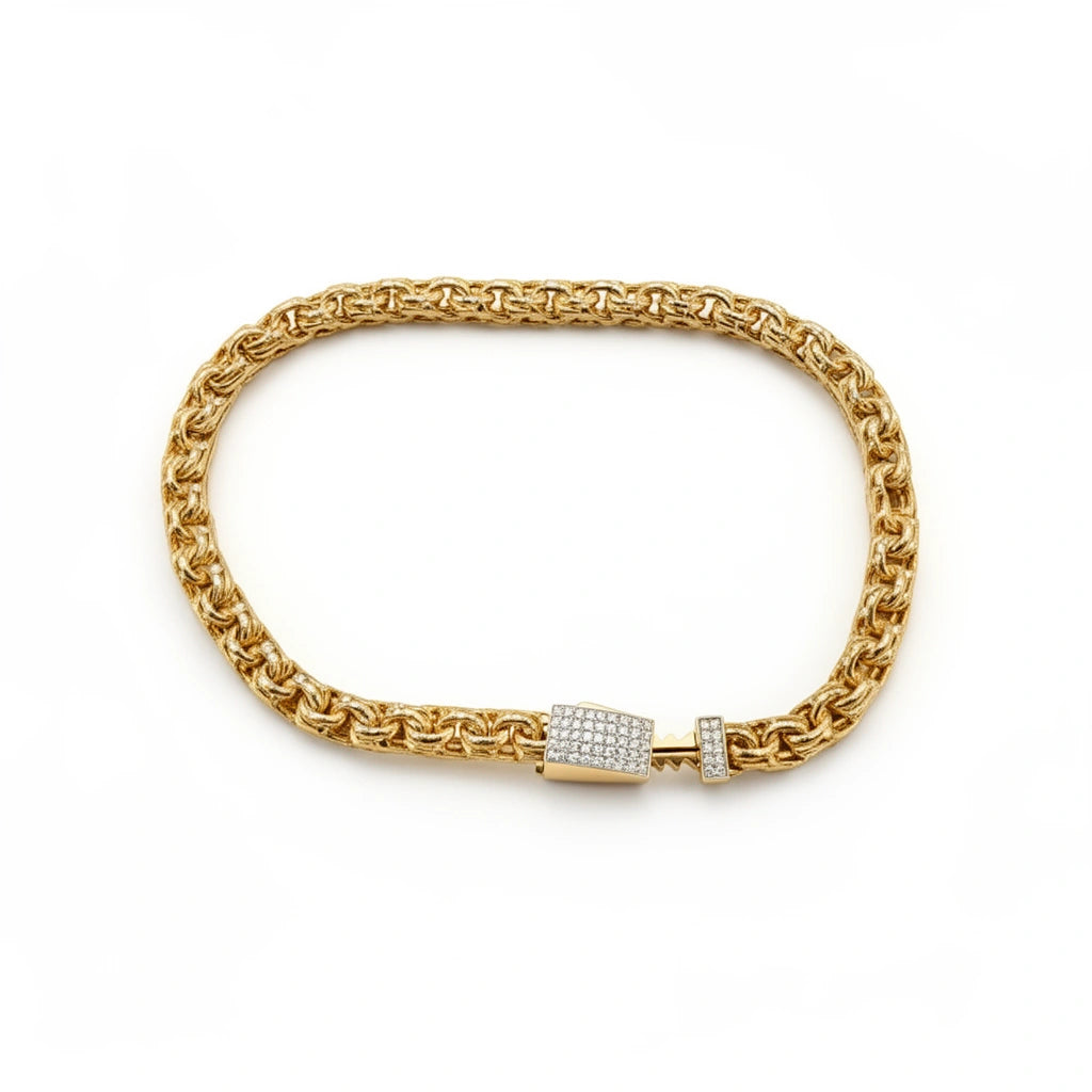 Pulsera de oro 10k tejido chino Mod. 30004 - 21 cm