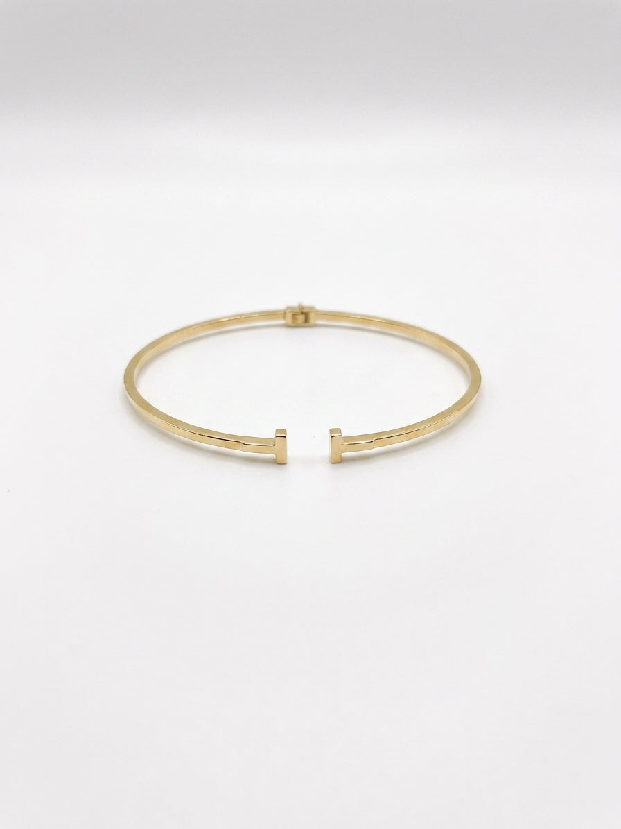 Brazalete de oro blanco 14k tipo diseñador hueco mod 5750 - 18 cm