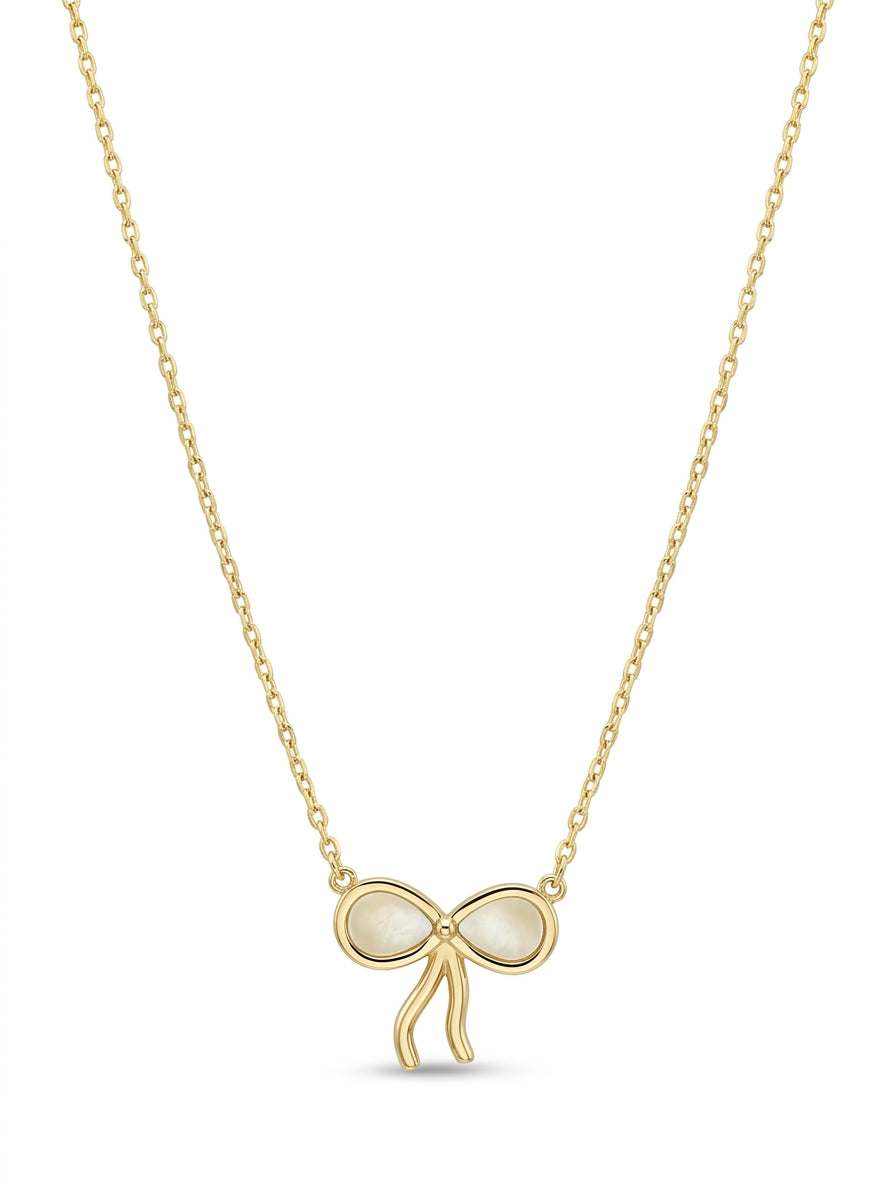 Gargantilla de oro 14k diseño moño de madre perla Mod LM5288 - 45 cm