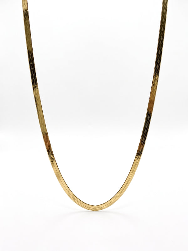 Gargantilla de oro amarillo 14k diseño panza de víbora hueca Mod LM 5608 40 cm x 2.5 mm