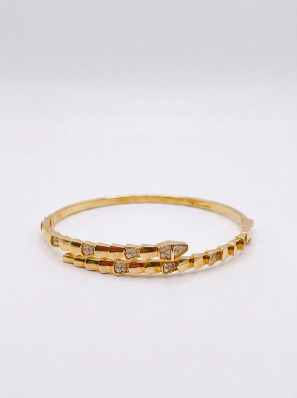 Brazalete de oro 14k hueco diseño de serpiente tipo diseñador de broche Mod 5541 - 18 cm