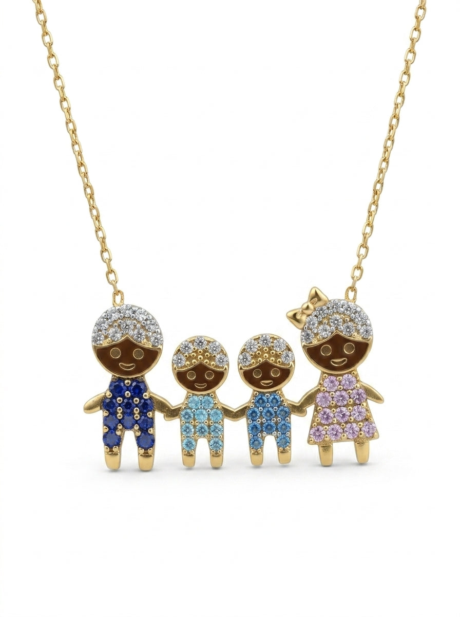 Gargantilla de oro 14k diseño familia mod 5217 - 45 cm