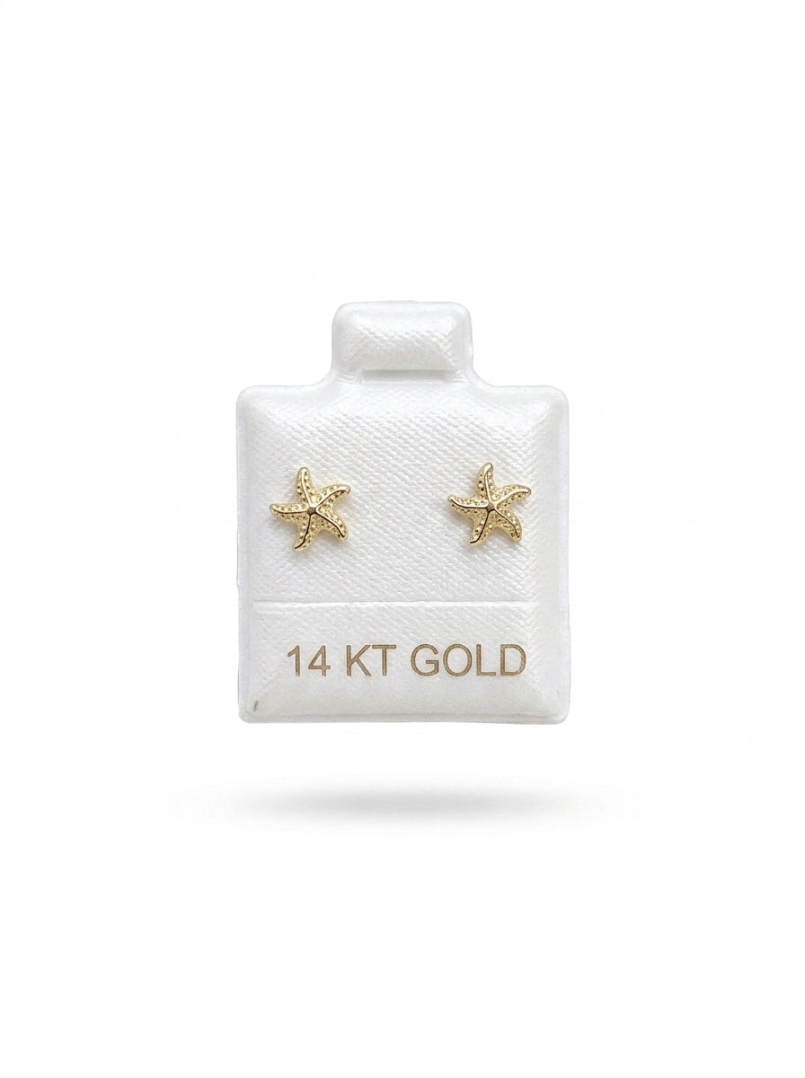 Broquel de oro 14k diseño de estrella de mar Mod LM5203 ( de bolitas)