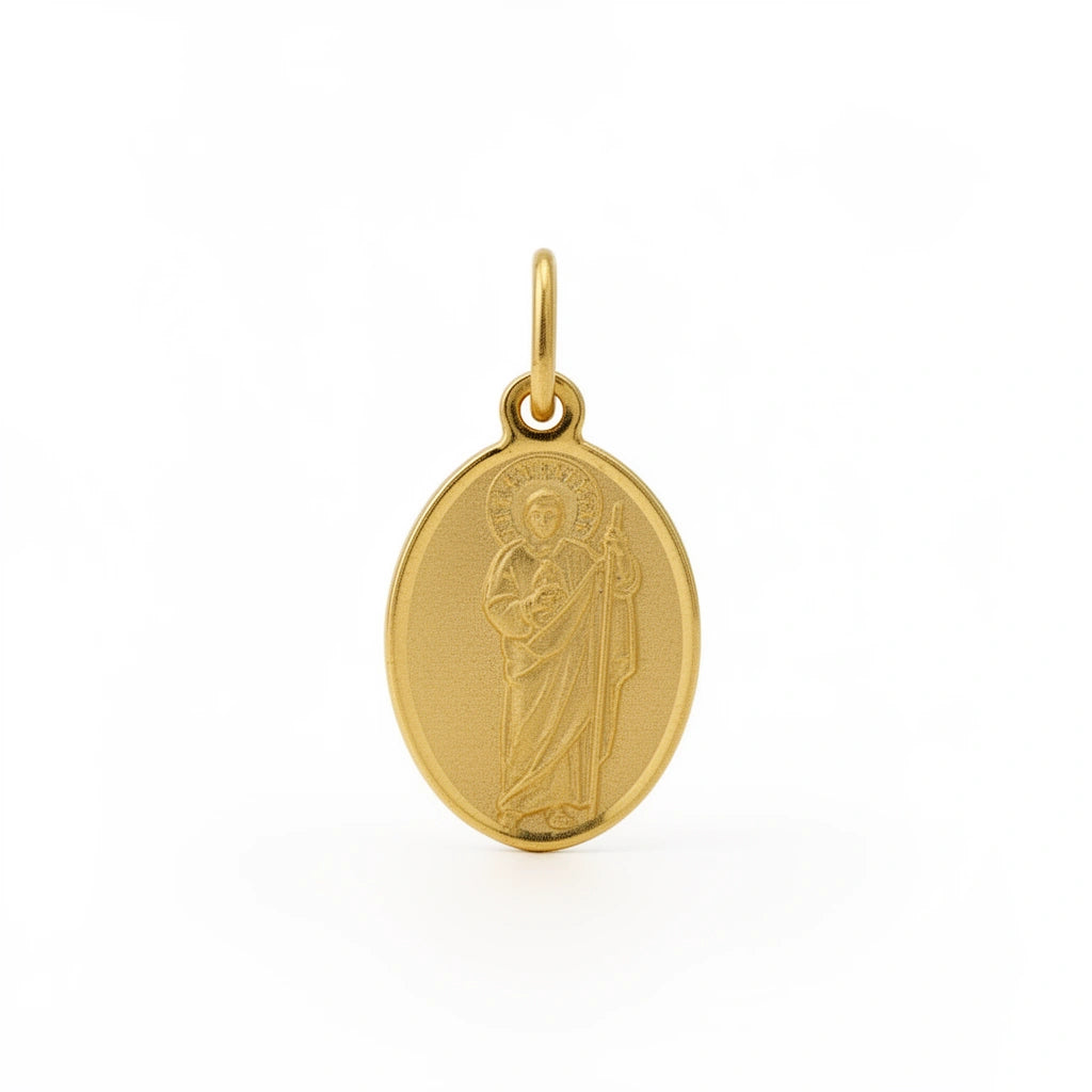 Medalla a laser de San Judas Tadeo en oro 14k - 2 cm