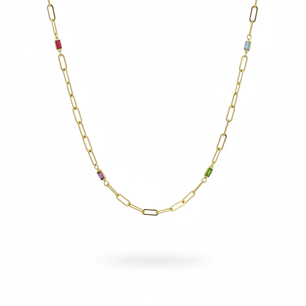 Gargantilla de clip de oro 14k con circonias 45 cm