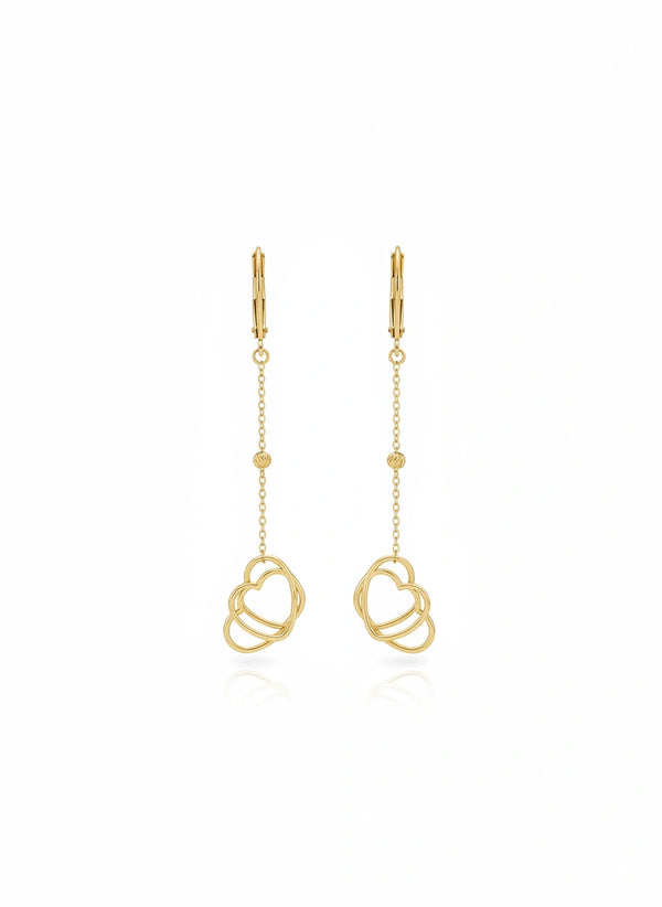 Aretes de corazones entretejidos en Oro 14k