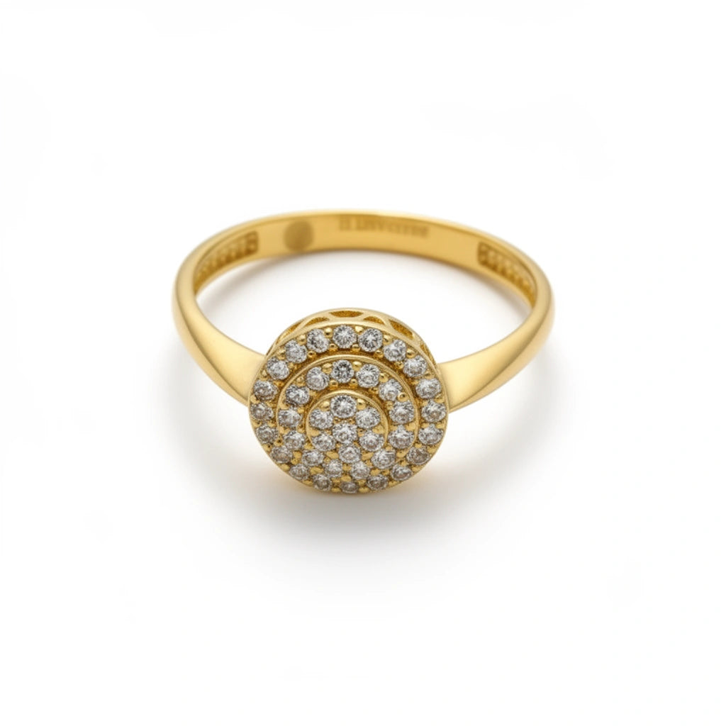 Anillo de oro 14k Circular Halo de Circonias