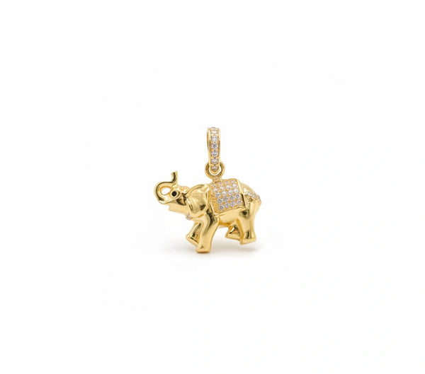Dije de elefante de oro 14k con circonias