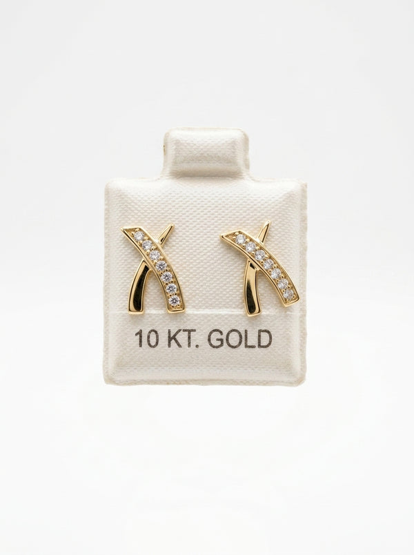 Broquel de oro 10k delgado tipo diseñador (de bolitas) Mod 5639