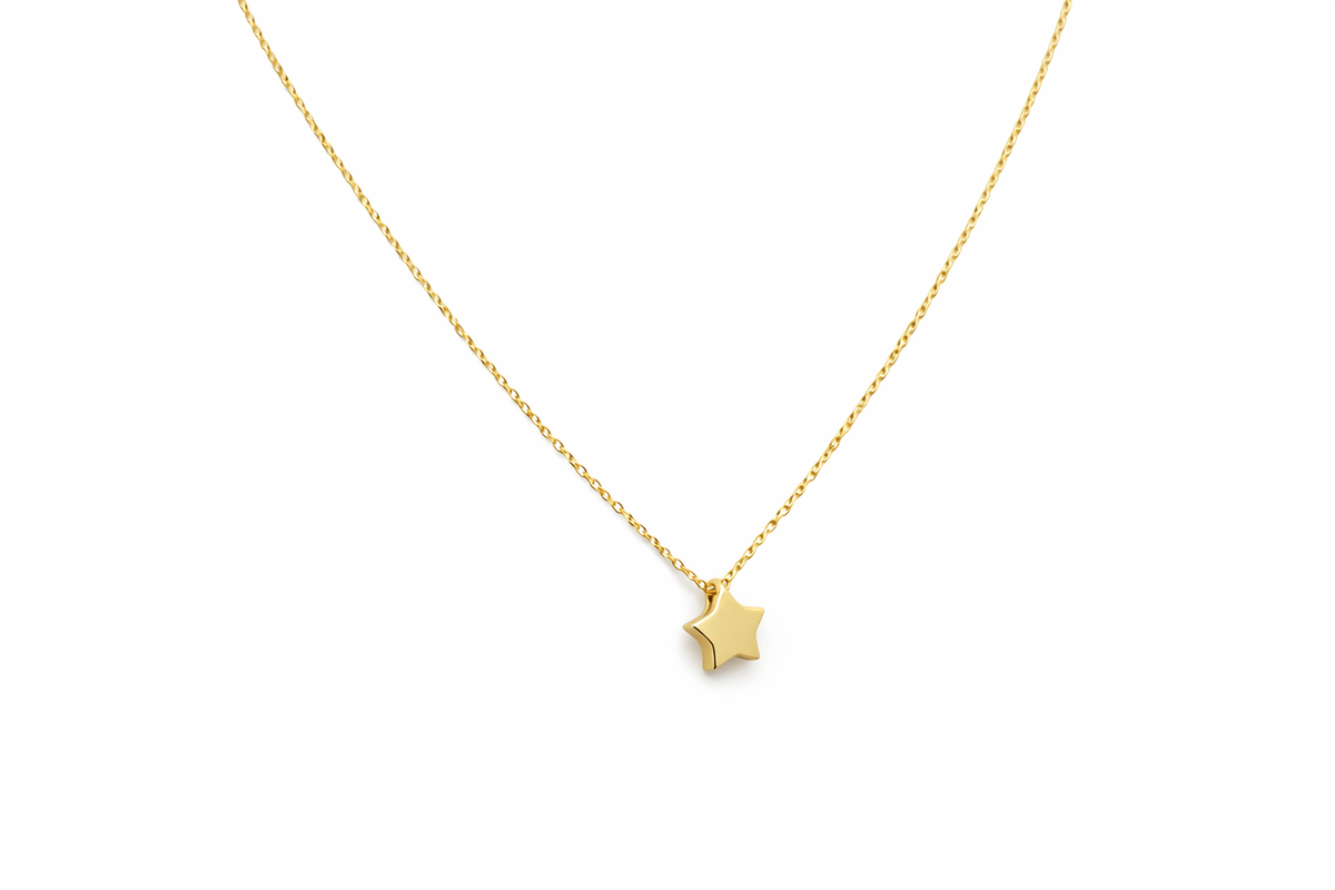 Gargantilla de estrella de oro 14k hueca 45 cm