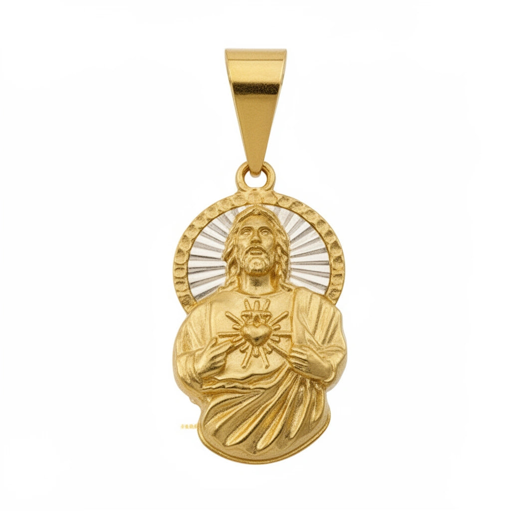 Dije de sagrado corazón de oro 14k 3 cm