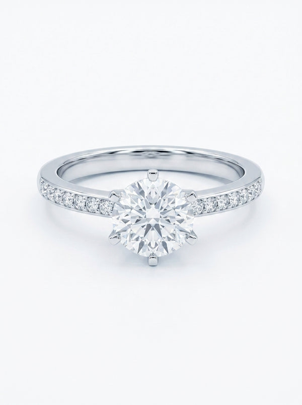 Anillo solitario de oro blanco 14k con diamantes de laboratorio Mod 5481