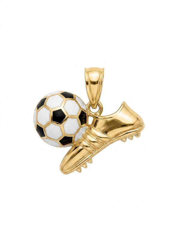 Dije de oro 14k diseño zapato de futbol con balón Mod. LM5389 - 2.5 cm c\reaza