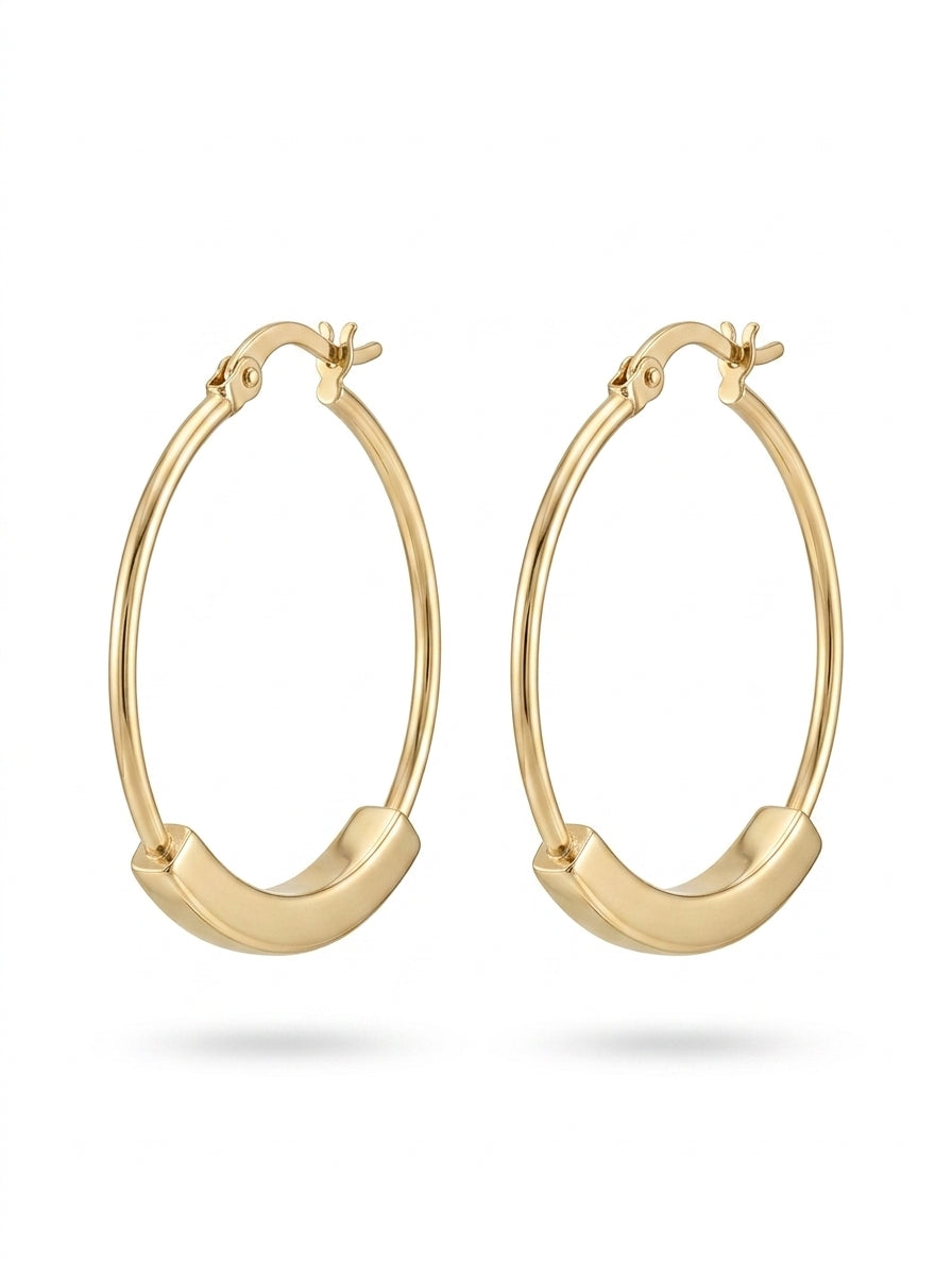 Huggies de oro 14k diseño liso de arillo Mod LM5397 - 3 cm