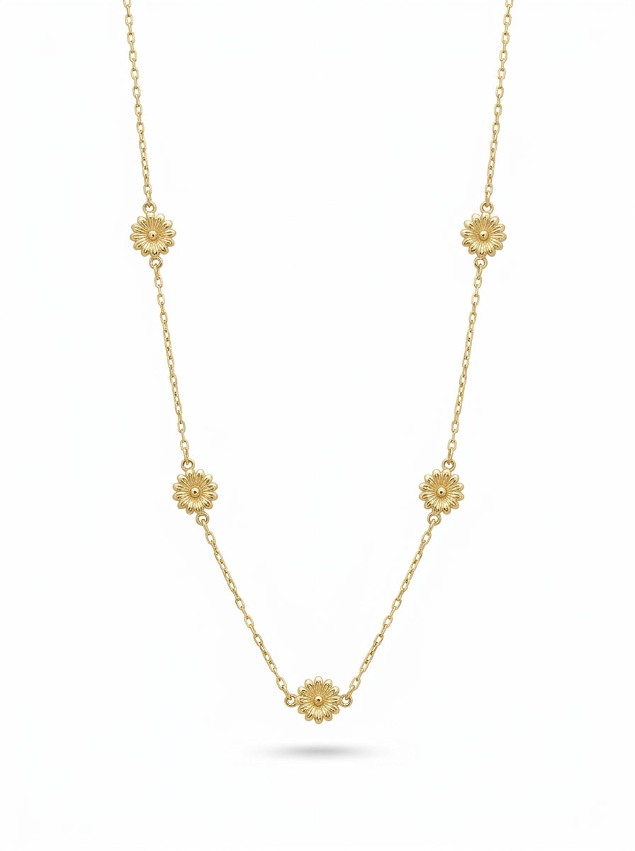 Gargantilla de oro 14K diseño de flores Mod LM5430 - 45 cm
