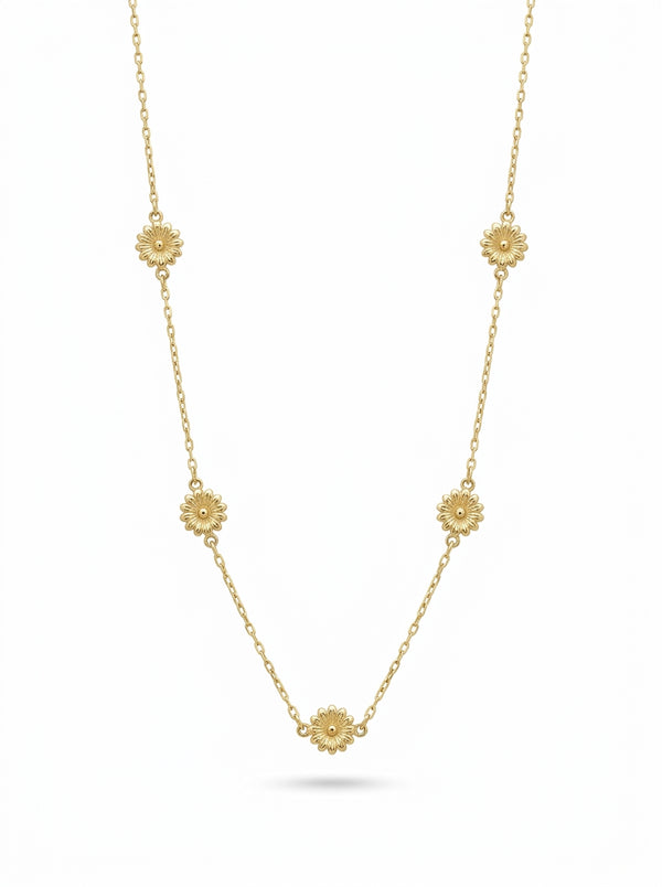 Gargantilla de oro 14K diseño de flores Mod LM5430 - 45 cm