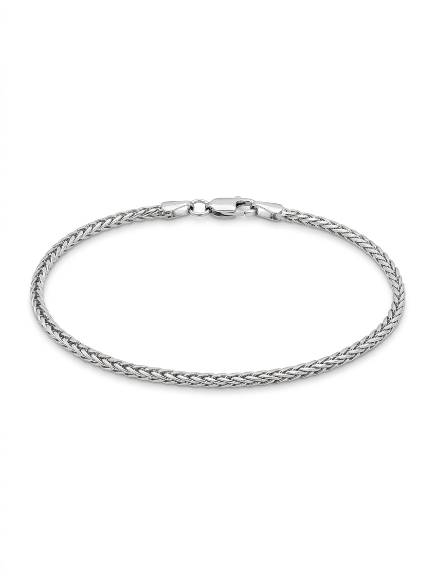 Pulsera de oro blanco 14k tejido espiga Mod 5454 - 18 cm