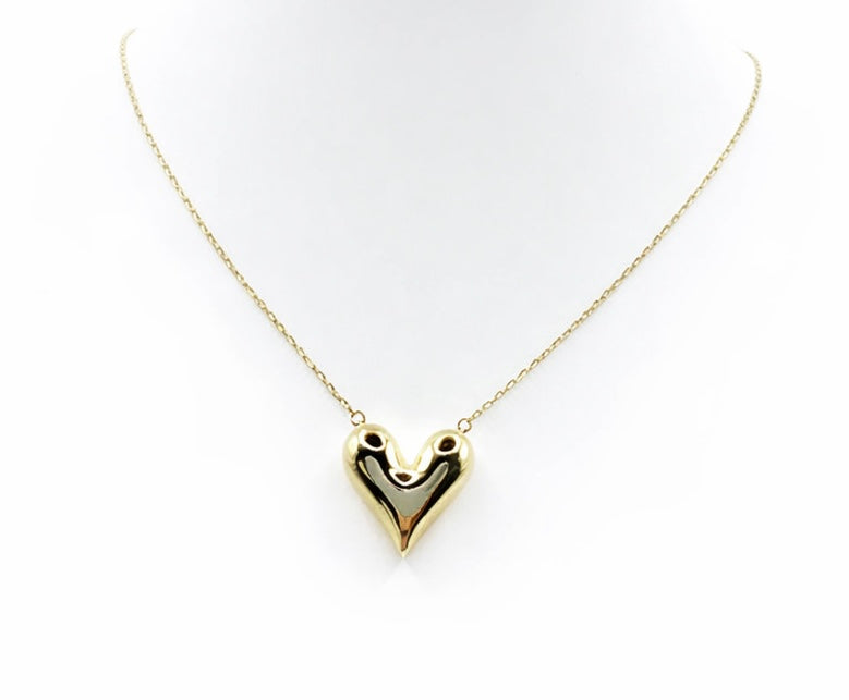 Gargantilla de corazón inflado de oro 14k