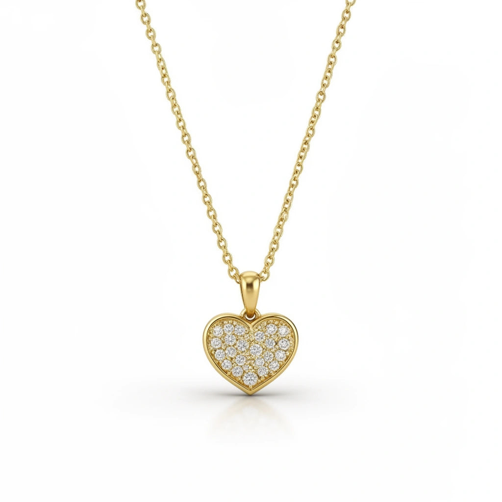 gargantilla de corazón de oro 14k relleno de circonias